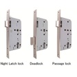 Night latch lock, Deadlock, Passage lock